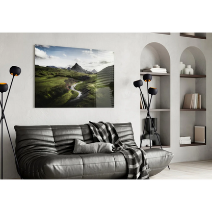 Stunning Valley River Glass Wall Art Print for Your Home | Contemporary Home Wall Art | vintageantiquesgifts.com