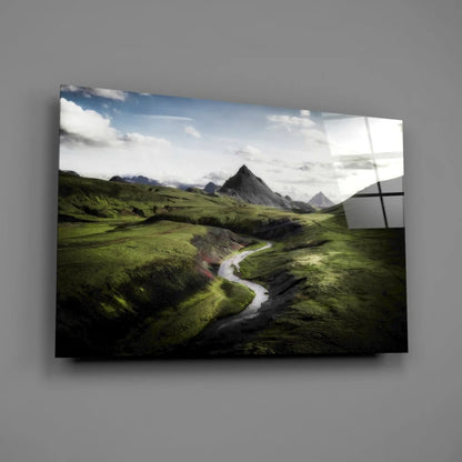 Stunning Valley River Glass Wall Art Print for Your Home | Glass Wall Art Print | vintageantiquesgifts.com