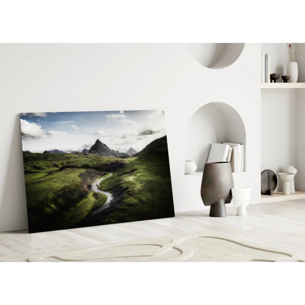 Stunning Valley River Glass Wall Art Print for Your Home | Modern Wall Art Decor | vintageantiquesgifts.com