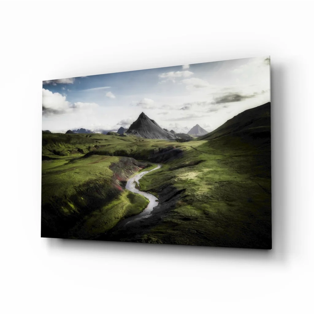 Stunning Valley River Glass Wall Art Print for Your Home | Insigneart USA | vintageantiquesgifts.com