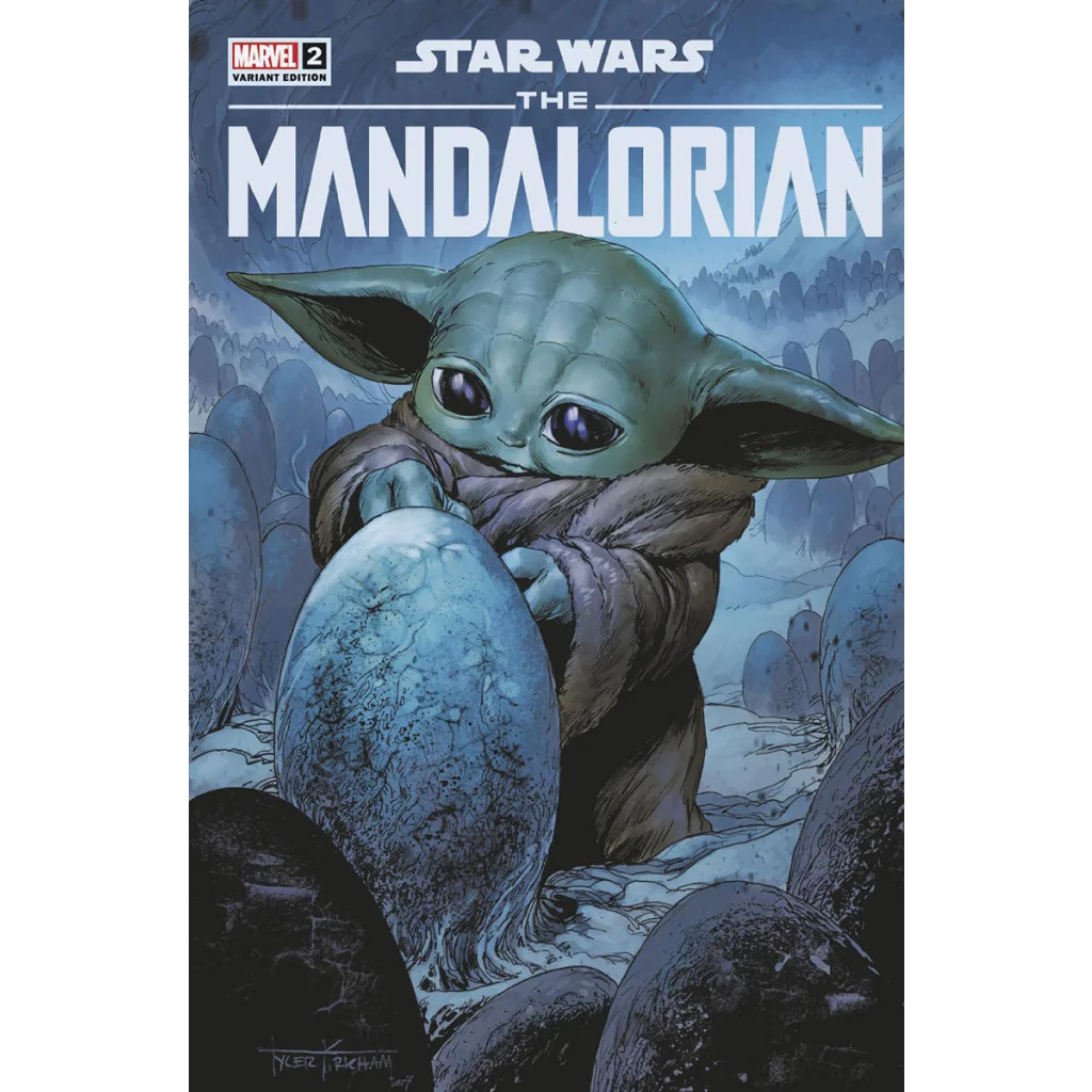 Grogu holding a Mythosaur Egg from Star Wars Mandalorian Season 2 by Rodney Barnes