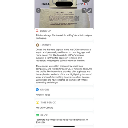 Vintage 1960s adults at play decal in original packaging mid century NOS Americana style