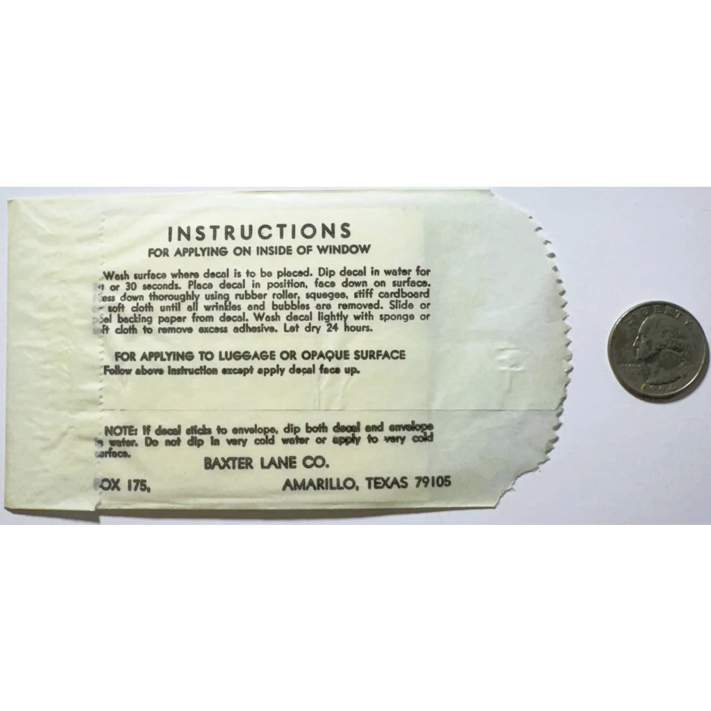 Decal application instructions for Groovy Vintage 1960s Adults at Play Mid Century NOS Americana