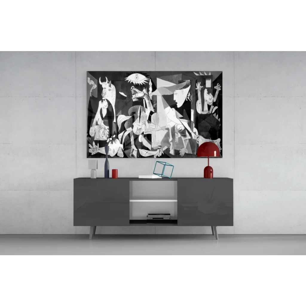 Picasso-style cubist eye abstract wall art canvas painting on gray console