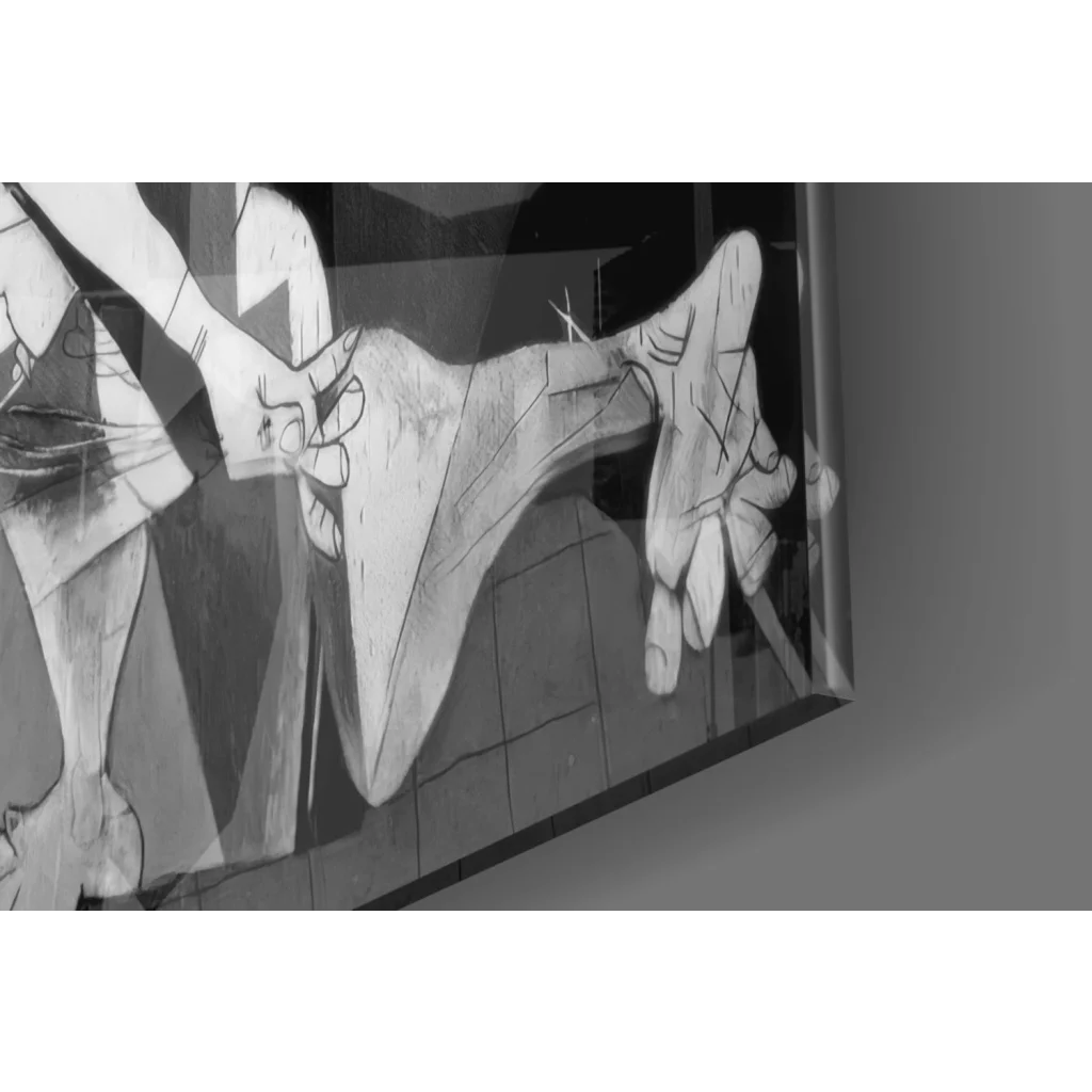 Picasso-style cubist hands gripping abstract wall art