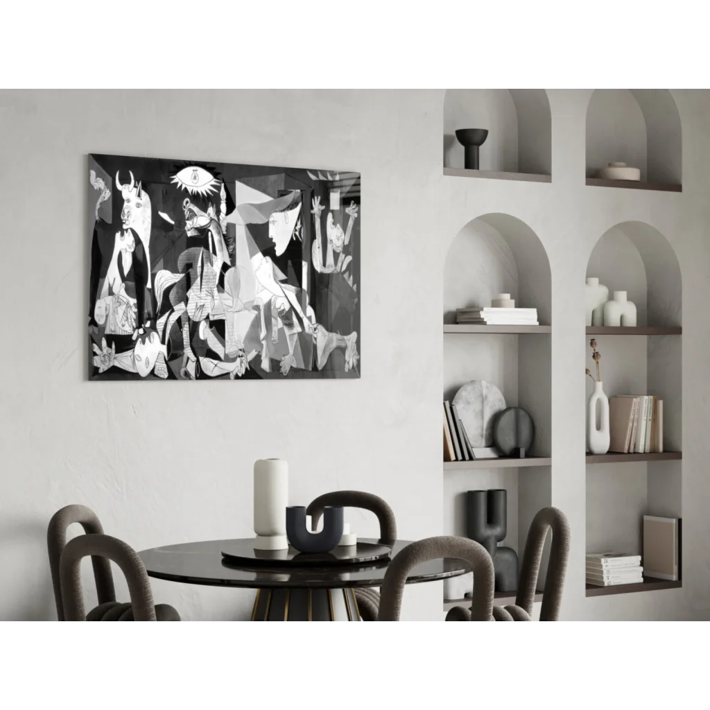 Picasso style cubist eye abstract black and white wall art canvas