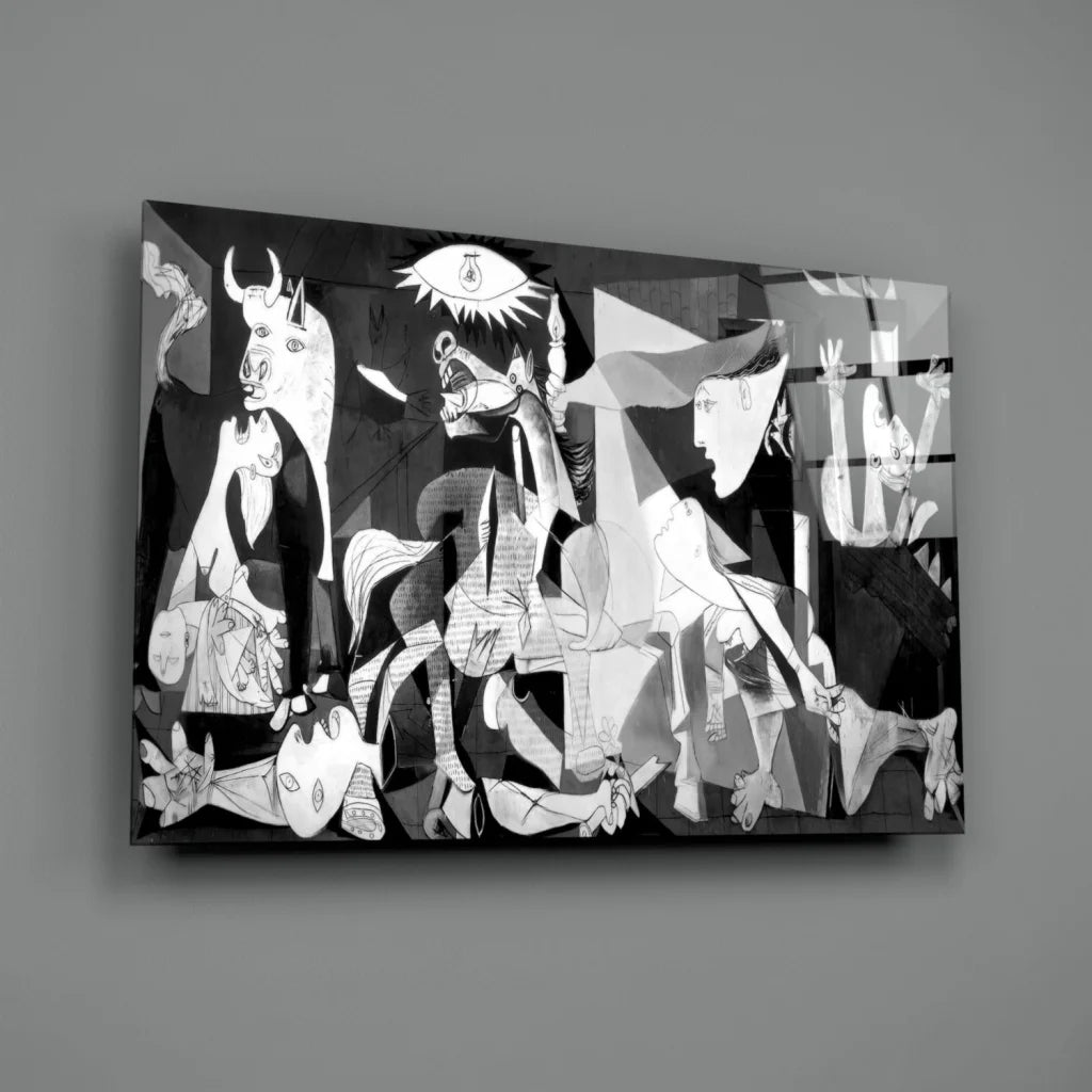 Picasso style cubist eye abstract black-and-white wall art canvas print