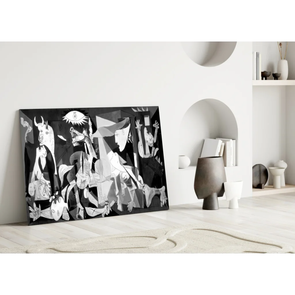 Picasso-style cubist eye abstract black and white wall art canvas