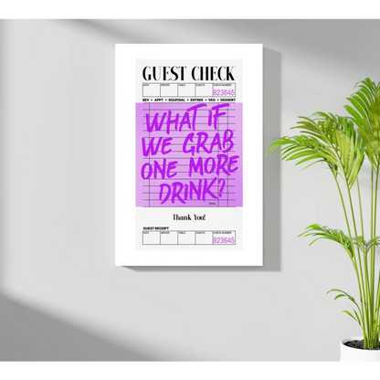 Framed Insigne Aluminum Prints guest check bar art with purple text
