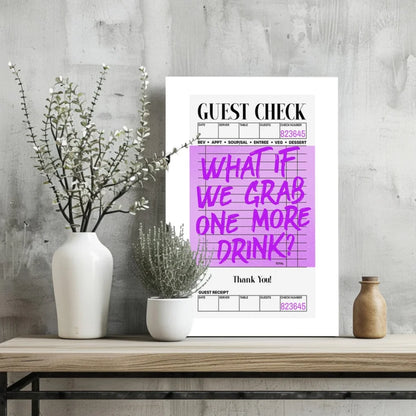 Insigne Aluminum Prints guest check bar art with purple text on pink