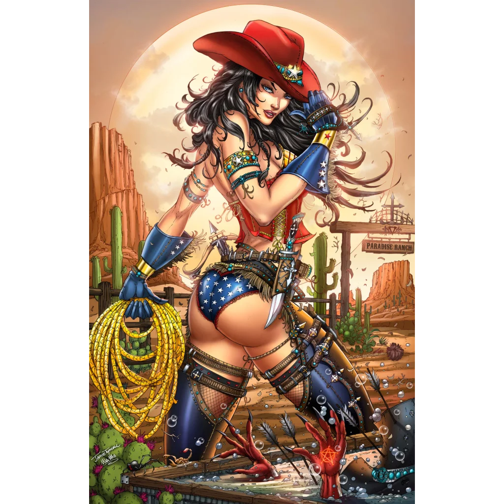 Red cowboy hat with star in Gunslinger Virgin Comic edition