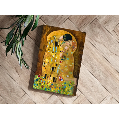 Golden Klimt The Kiss on insigne aluminum print in stunning gold