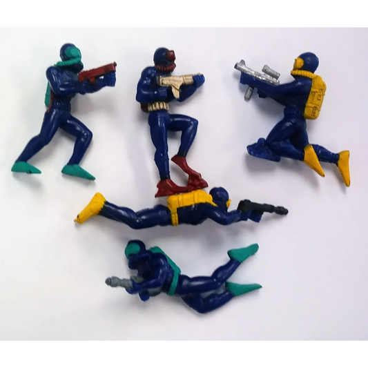Vintage 1987 Mattel Guts Scuba Figures: toy soldiers with blue green bodies