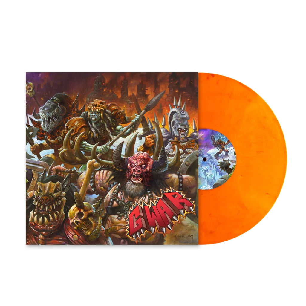 GWAR album on orange vinyl with Matt Maguire signed deluxe comic and Blothar bobblehead
