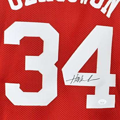 Hakeem Olajuwon autographed red custom jersey with #34