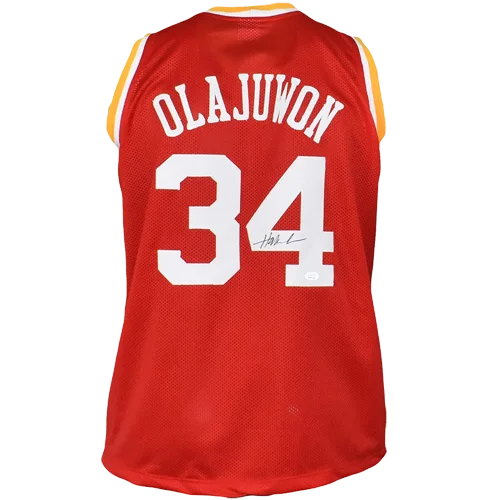 Hakeem Olajuwon autographed red Houston jersey with number 34