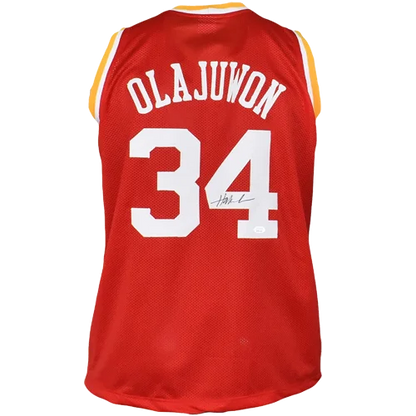 Hakeem Olajuwon autographed red Houston jersey with number 34