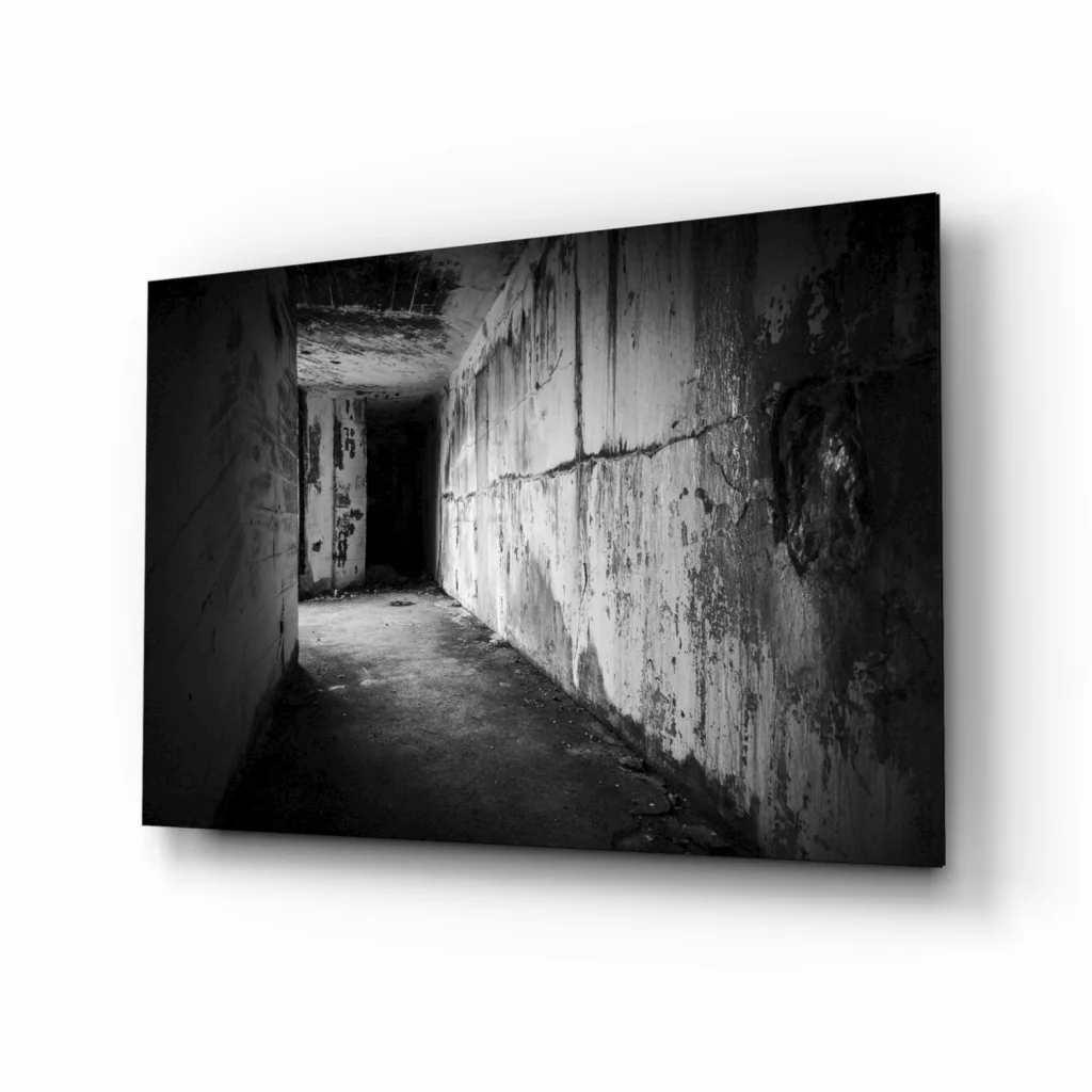 Urban Concrete Hallway Canvas Wall Art Black and White Print | Insigneart USA | vintageantiquesgifts.com
