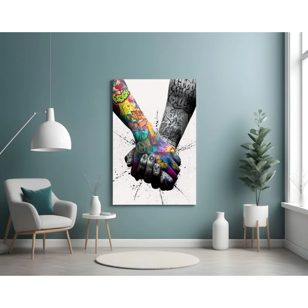 Graffiti Hands Unity Canvas Wall Art Print | Contemporary Home Wall Art | vintageantiquesgifts.com