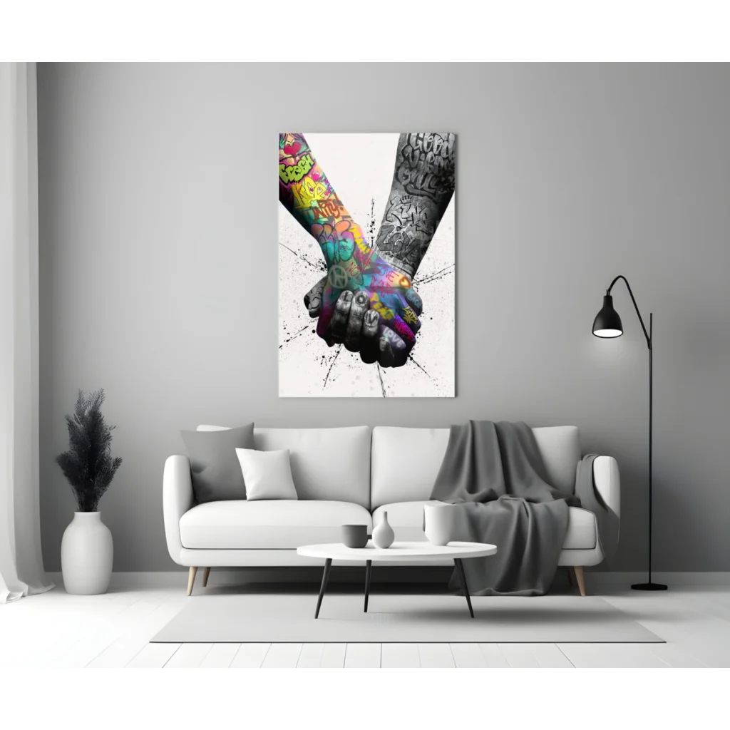 Graffiti Hands Unity Canvas Wall Art Print | Modern Wall Art Decor | vintageantiquesgifts.com