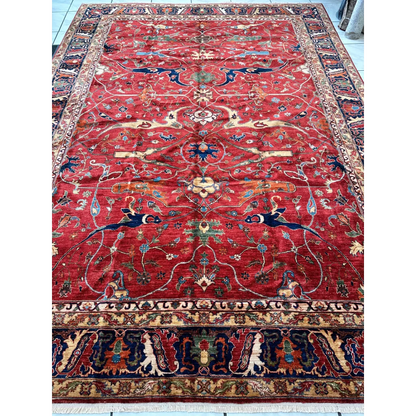 Hand-knotted Afghani Bidjar ghazni wool rug with intricate geometric floral motifs