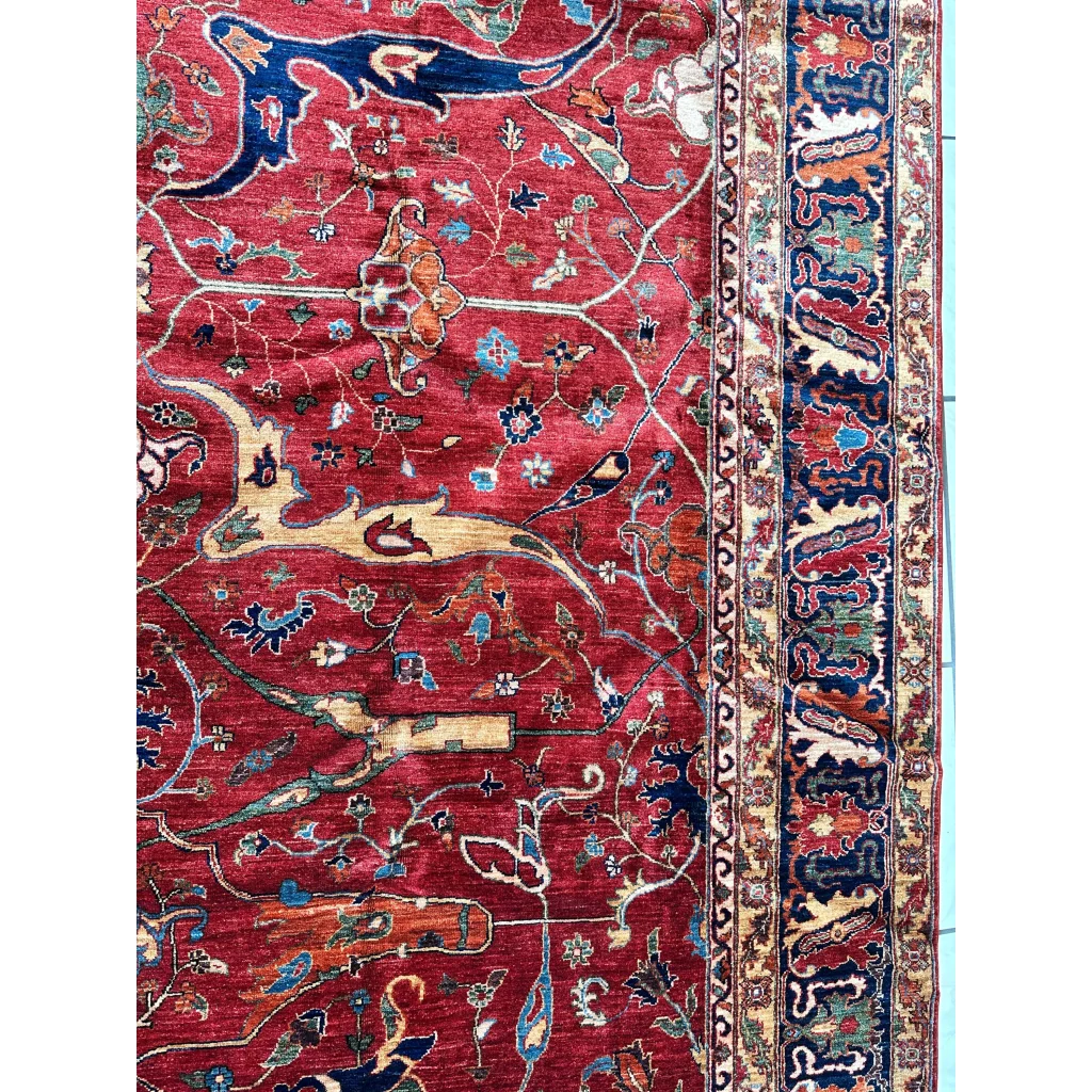 Hand-knotted Afghani Bidjar ghazni wool rug with intricate geometric floral motifs
