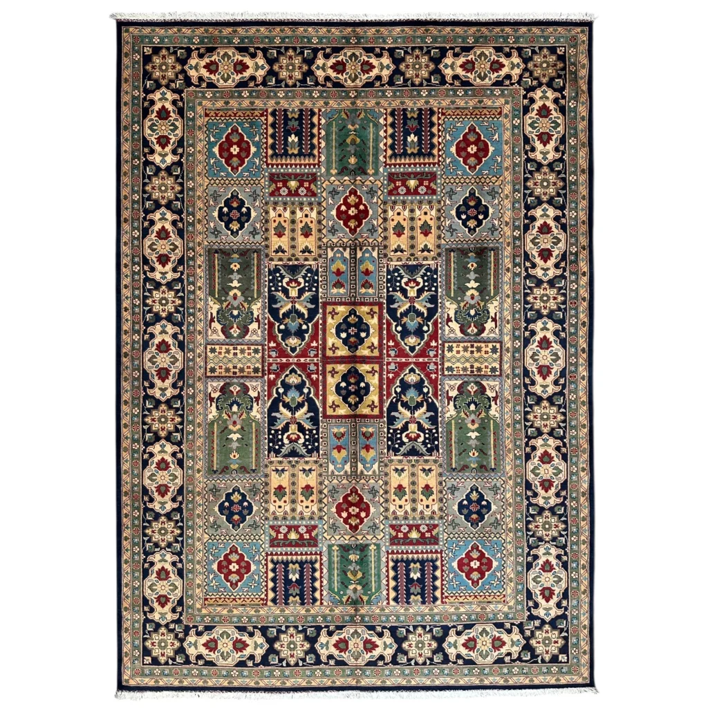 Hand-knotted Bakhtiari garden rug with intricate Persian patterns