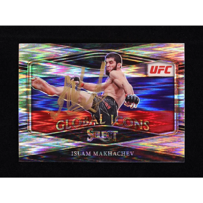 Holographic Islam Makhachev UFC trading card with Beckett signature display
