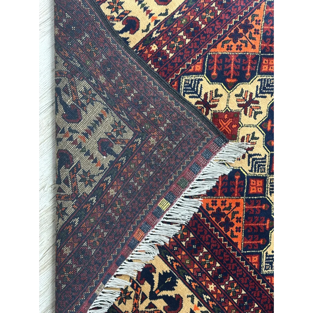 Handmade Afghan Yusufi rug with cotton foundation, intricate motifs
