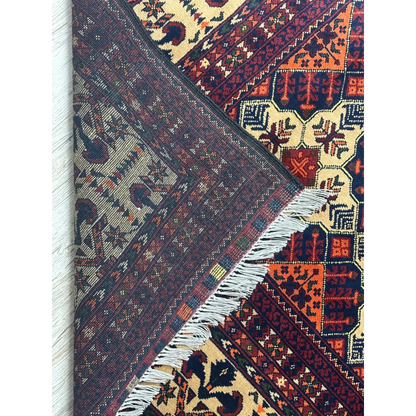 Handmade Afghan Yusufi rug with cotton foundation, intricate motifs