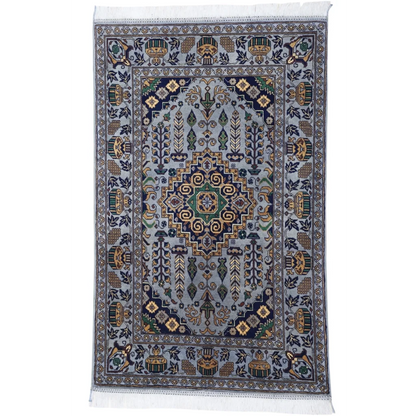Handmade Afghan Zerkhaki rug with cotton foundation, Persian medallion design