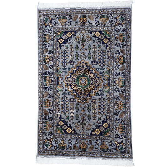 Handmade Afghan Zerkhaki rug with cotton foundation, Persian medallion design