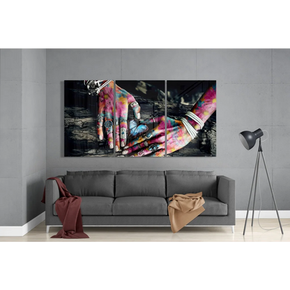 Stunning Tattooed Hands Glass Wall Art Multi Panel Canvas | Modern Wall Art Decor | vintageantiquesgifts.com