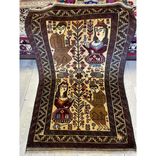 Handwoven geometric figures rug in rich earth tones