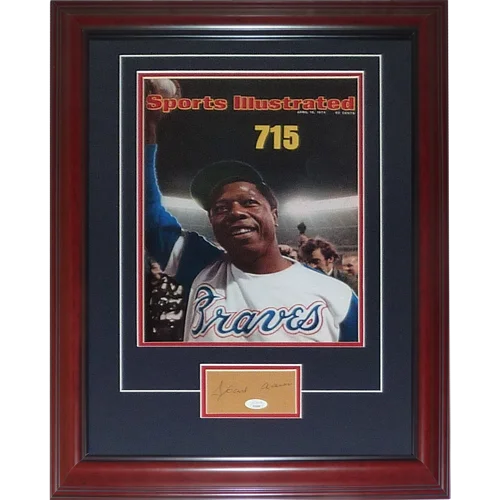 Hank Aaron autographed 715th home run Sports Illustrated cover framed