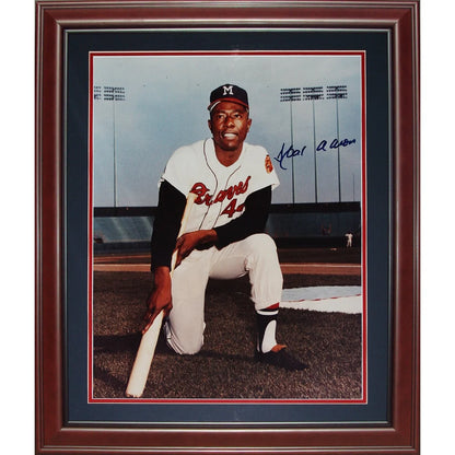 Hank Aaron autographed deluxe framed 16x20 Atlanta Braves photo