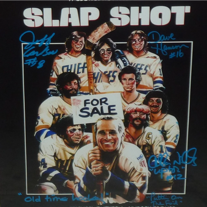 Hanson brothers autographed Slap Shot movie framed poster
