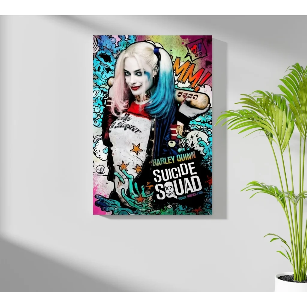 Vibrant Harley Quinn graffiti on insigne aluminum prints