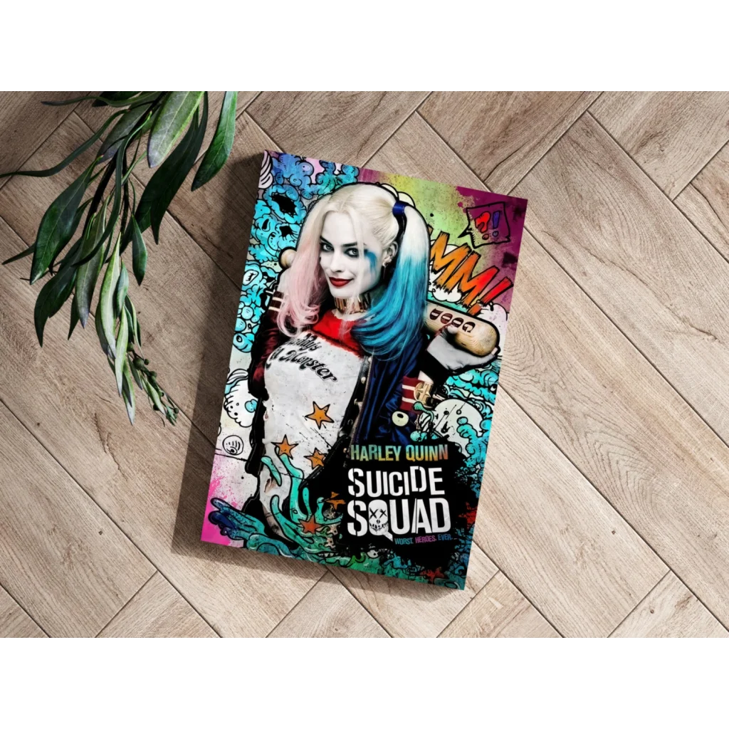 Vibrant Harley Quinn comic cover on insigne aluminum prints