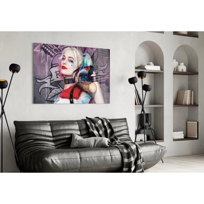 Harley Quinn Canvas Wall Art with Vibrant Graffiti Style | Contemporary Home Wall Art | vintageantiquesgifts.com