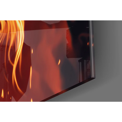 Harley Quinn fiery anime split face glass wall art print
