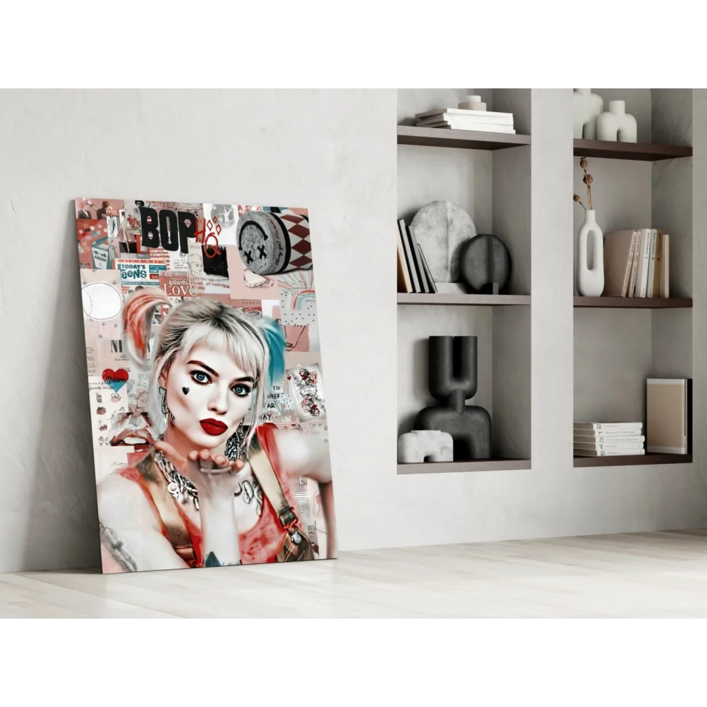 Vibrant Harley Quinn pop art wall glass wall art canvas print