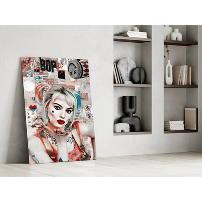 Vibrant Harley Quinn pop art wall glass wall art canvas print