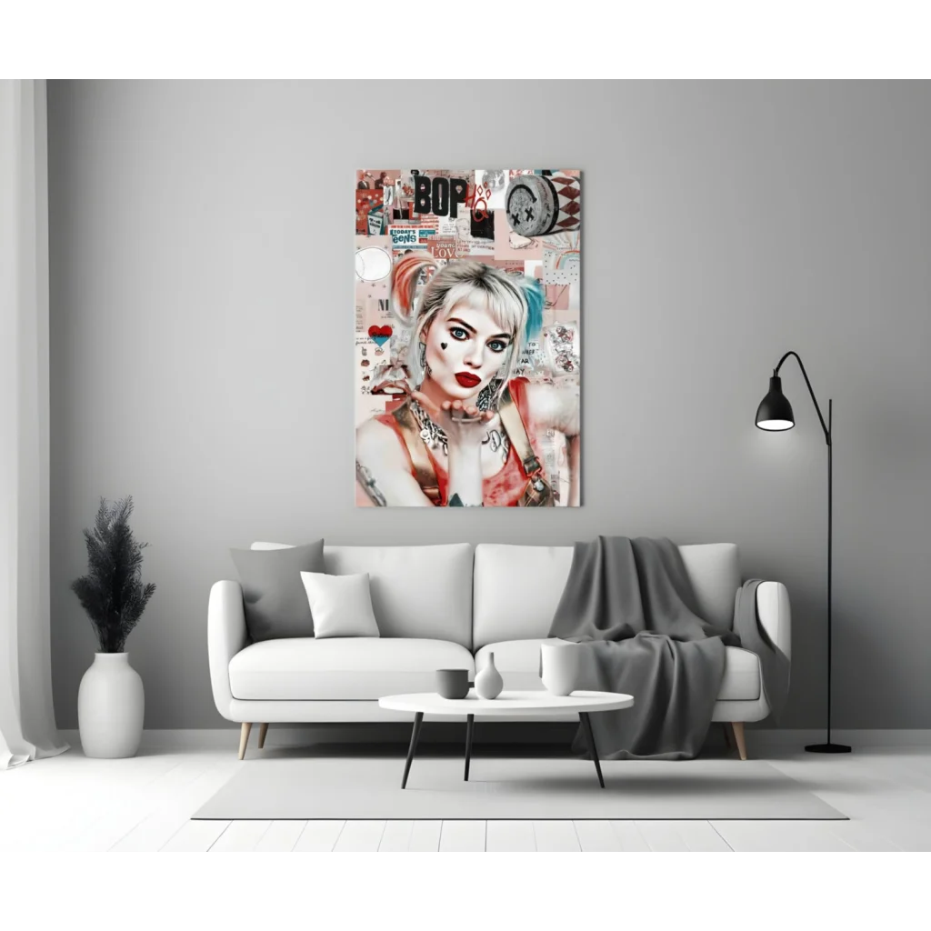 Harley Quinn Pop Art Canvas Wall Art Print | Modern Wall Art Decor | vintageantiquesgifts.com