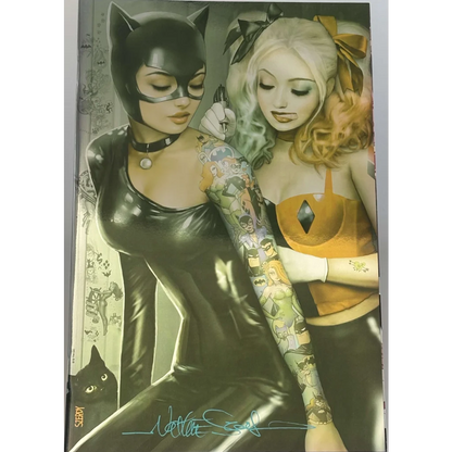 Harley Quinn tattoo comic book cover featuring Catwoman by Nathan Szerdy