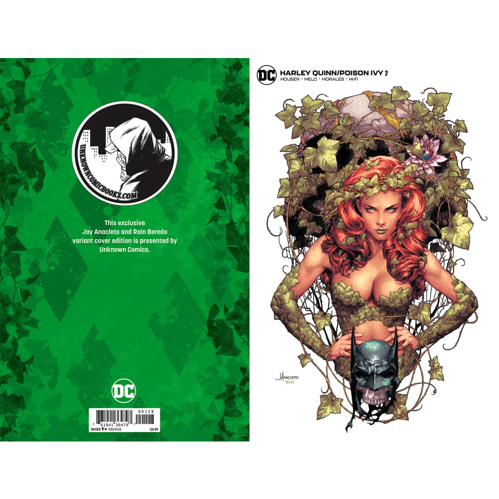 Comic book featuring Poison Ivy with red hair and leafy costume in Jay Anacleto cover