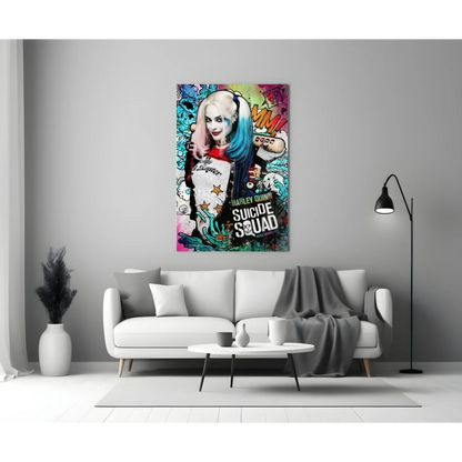 Vibrant Harley Quinn Suicide Squad graffiti canvas wall art print