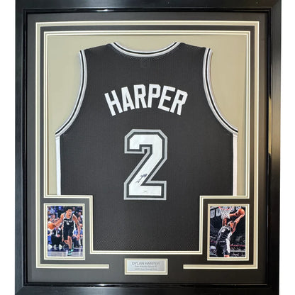 Framed black and white Harper Nike basketball jersey with name