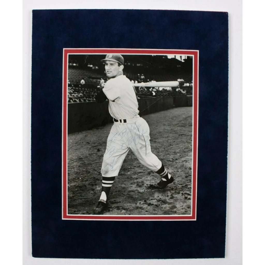 Boston Red Sox legend Harry Agganis signed photo with baseball bat