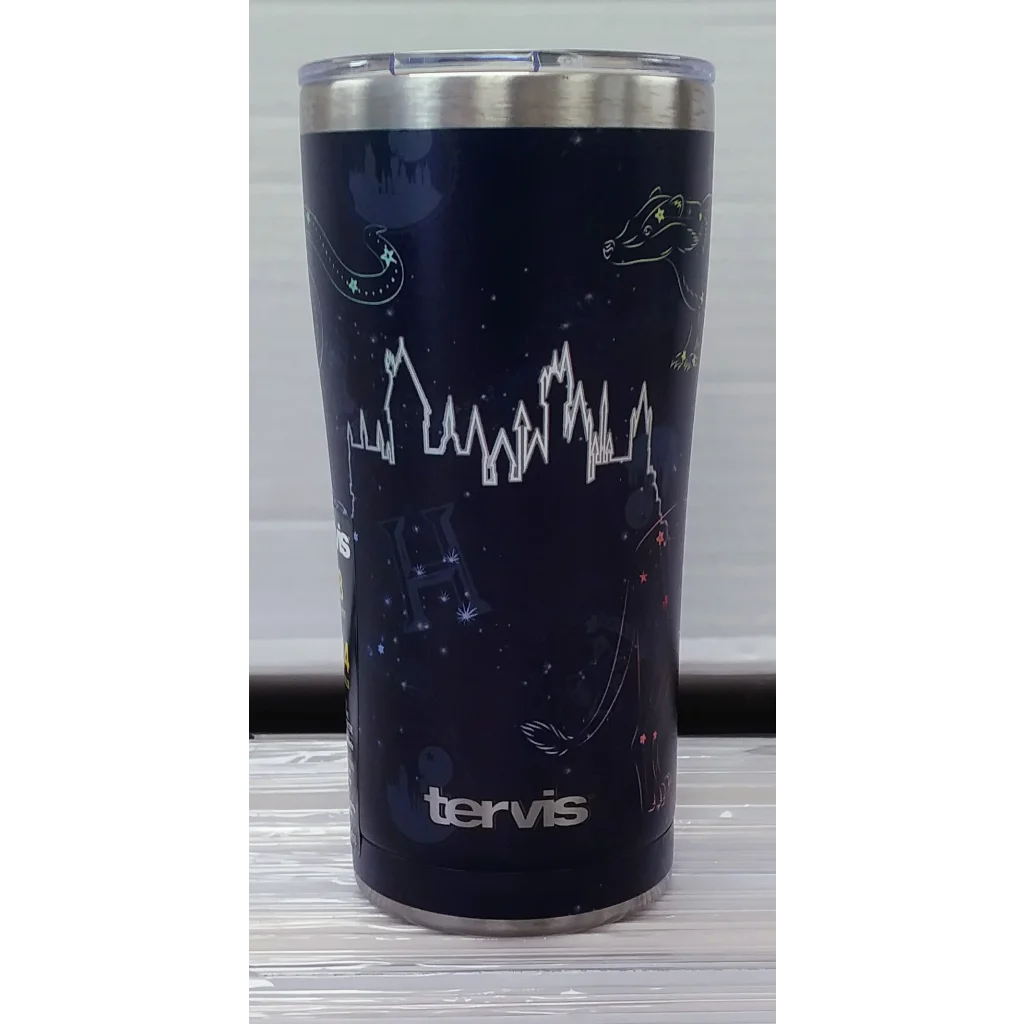 Harry Potter constellation Tervis stainless steel travel mug with night sky mountains